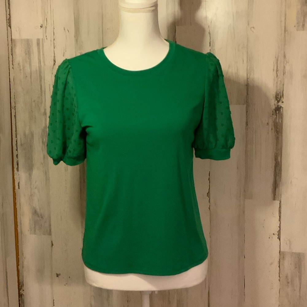 CeCe Emerald Puff Sleeve Blouse